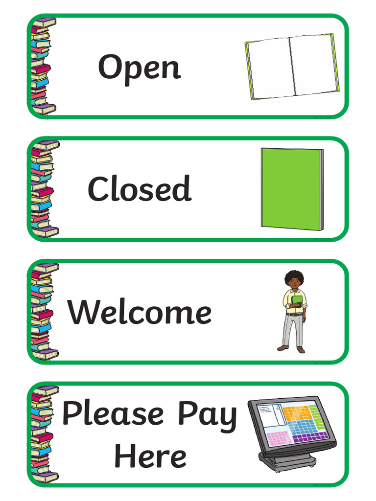 Book Shop Role Play Labels | PDF