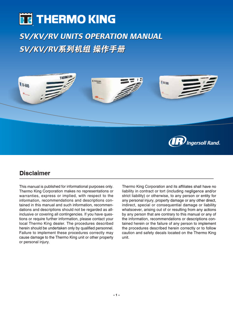 SV - KV - RV Manual de Operacion | PDF