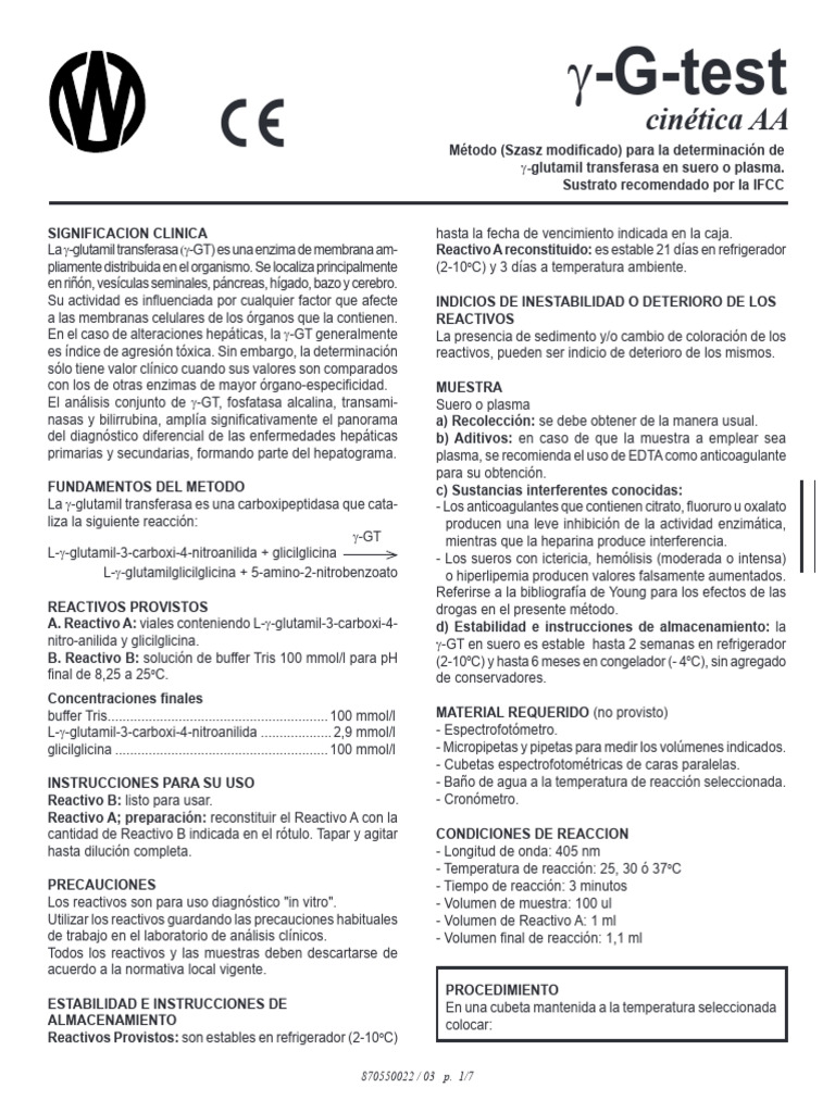 Determinación de γ-Glutamiltransferasa en Suero | PDF | Enzima