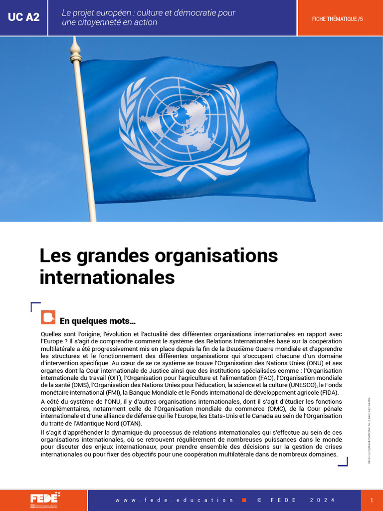 Institutions spécialisées de l'ONU | PDF | Nations unies | Relations ...