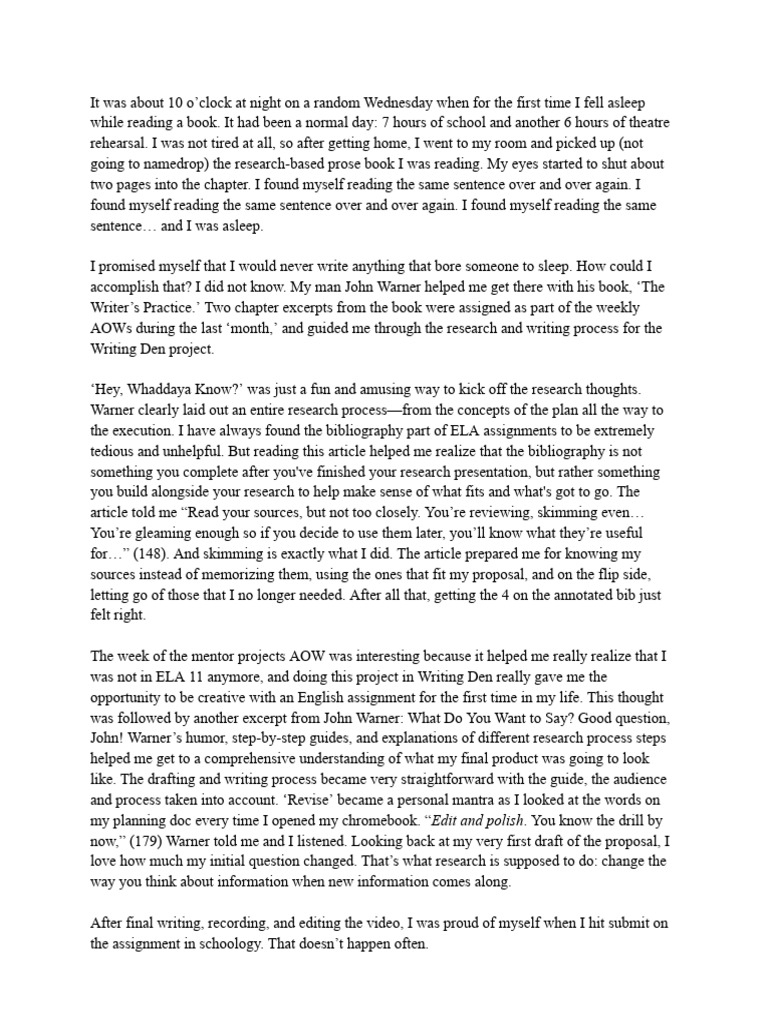 Overcoming Boring Writing: A Student's Journey | PDF