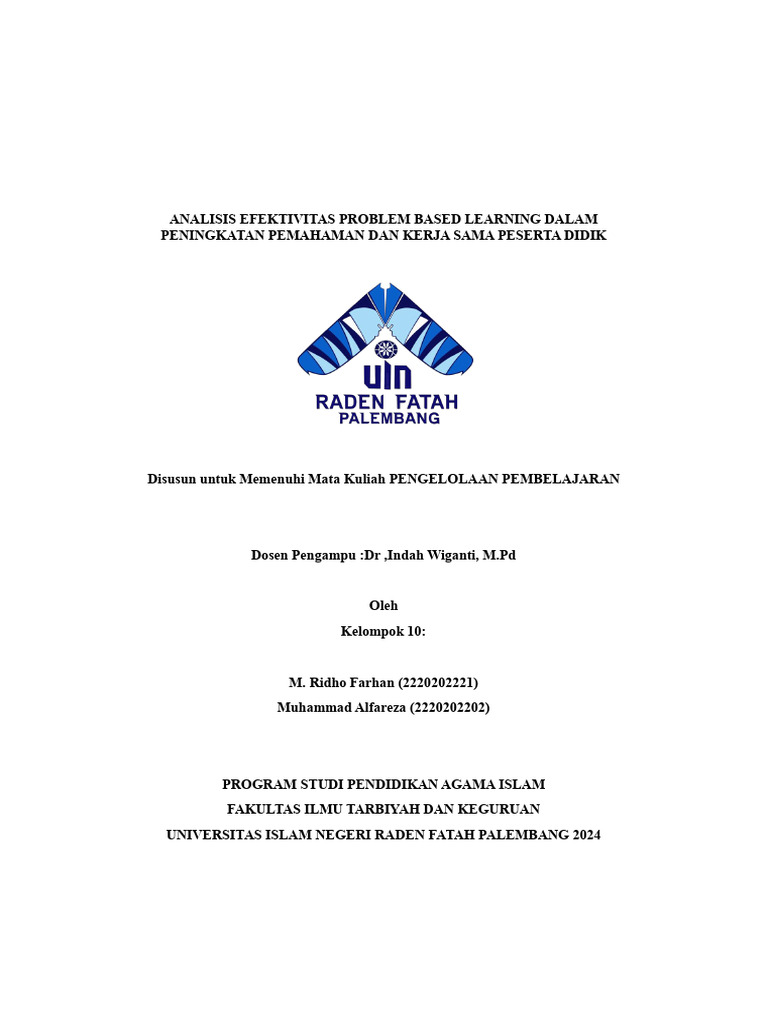 Efektivitas Problem Based Learning dalam Pendidikan | PDF