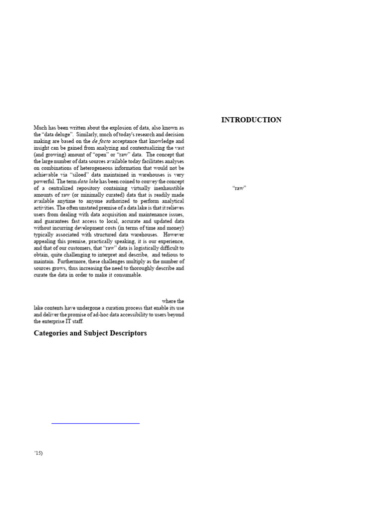 Data Wrangling Challenges in Data Lakes | PDF | Metadata | Data