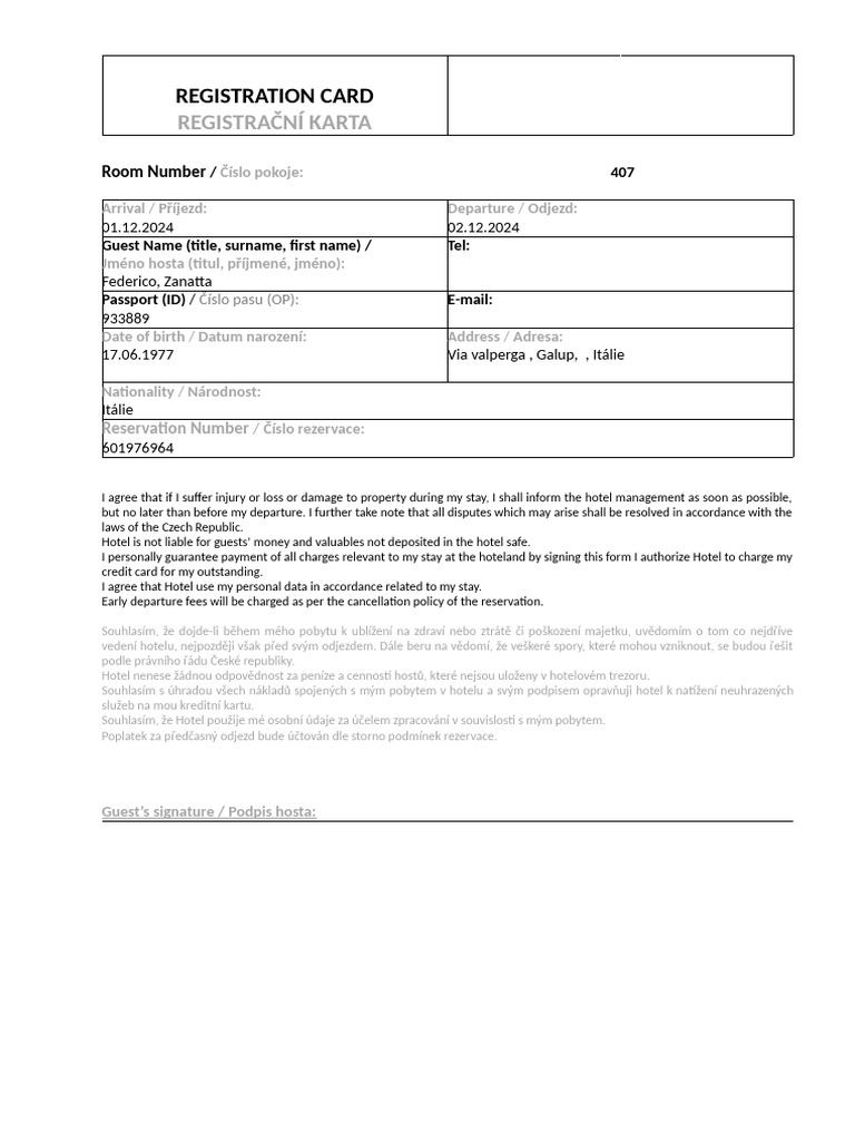 Registration Card | PDF