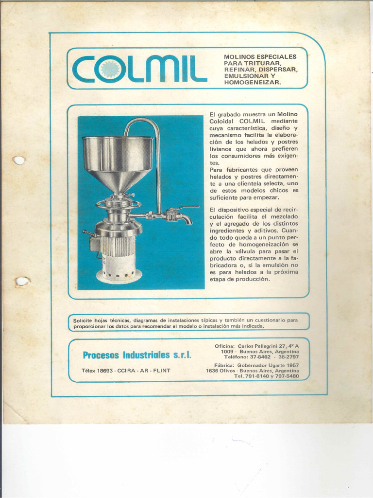 Molino Coloidal - Folleto | PDF