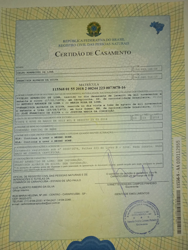 Certidão de Casamento | PDF