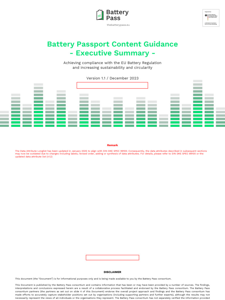 Battery Passport Content Guidance Summary | PDF | Sustainability | Life ...