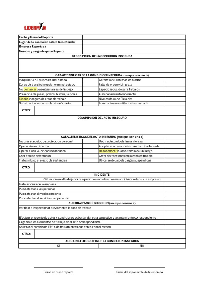Informe de Condiciones Inseguras Laborales | PDF