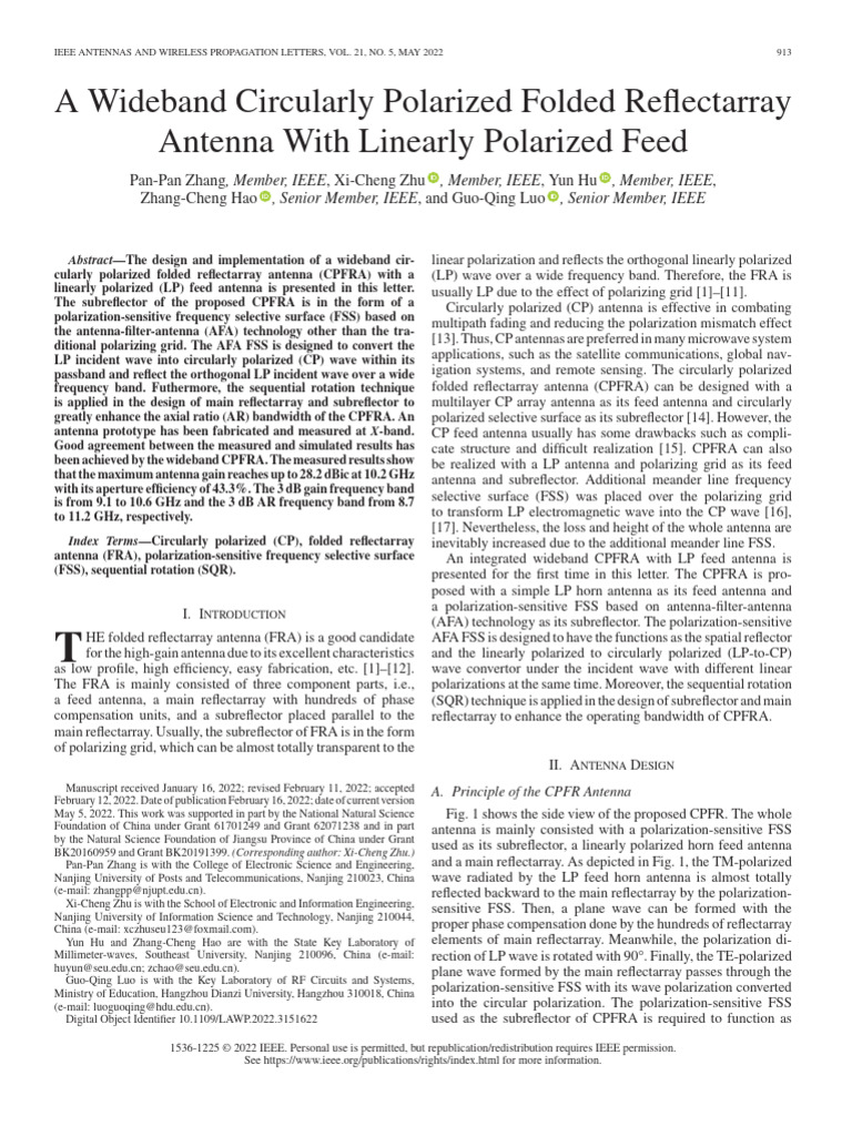 Wideband Circularly Polarized Reflectarray Antenna | PDF | Antenna ...
