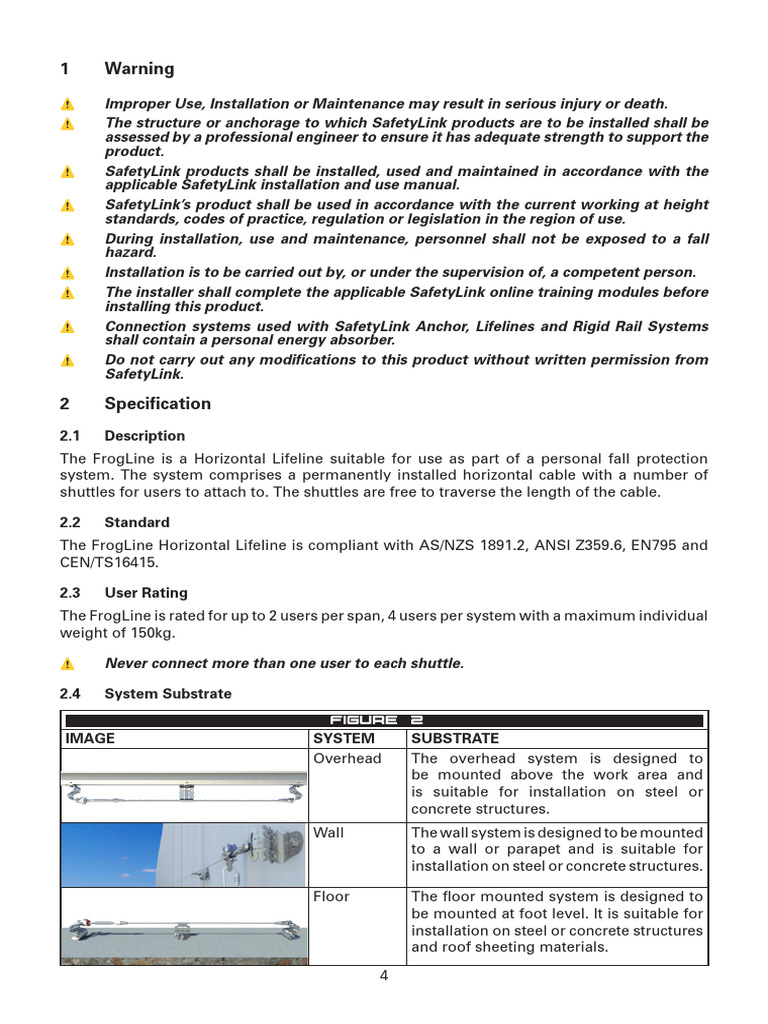 SafetyLink FrogLine Lifeline Guide | PDF | Screw | Rivet