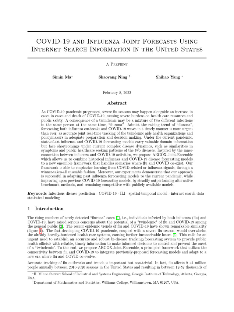 COVID-19 and Flu Joint Forecasting Model | PDF | Forecasting | Prediction
