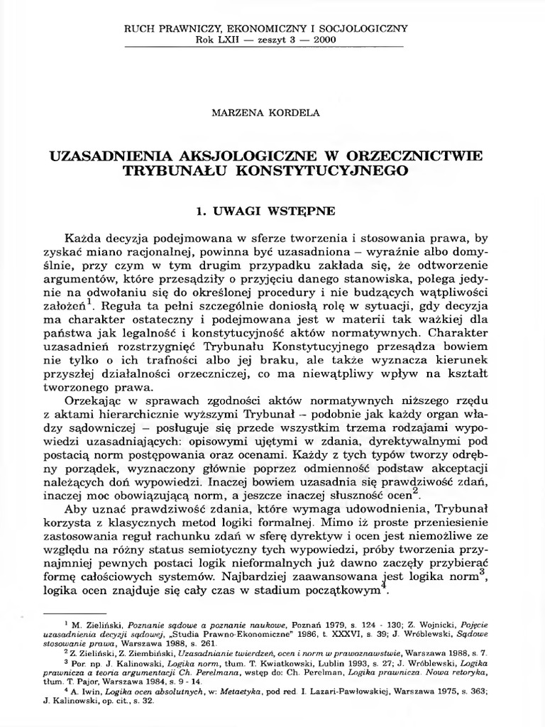 02 Marzena Kordela Uzasadnienia Aksjologiczne W Orzecznictwie Trybuna u 