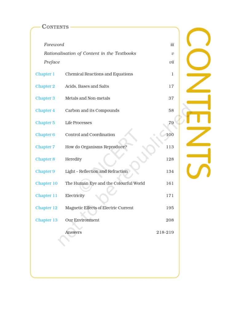 NCERT Class 10 Science Syllabus 2023-24 | PDF