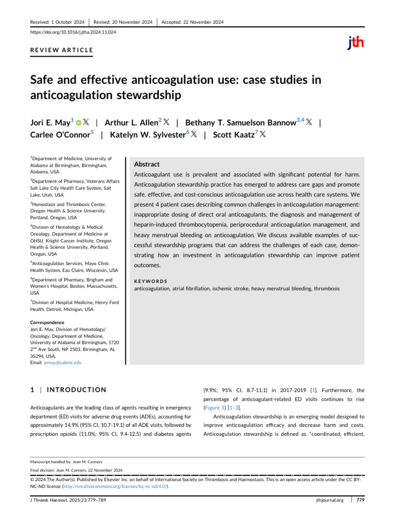 Anticoagulation Stewardship Case Studies | PDF | Menstruation | Bleeding