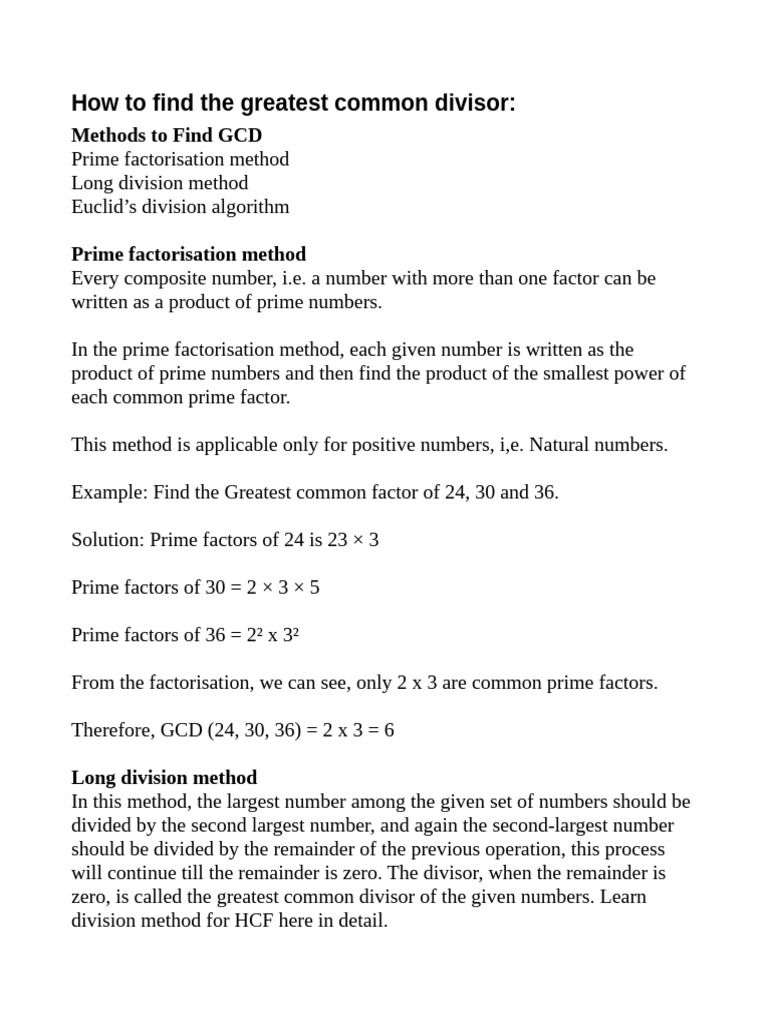 GCD Calculation Methods Explained | PDF