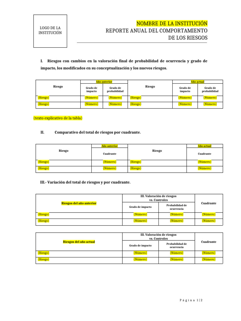 Formato ARI 02. Informe Anual (ARI) | PDF