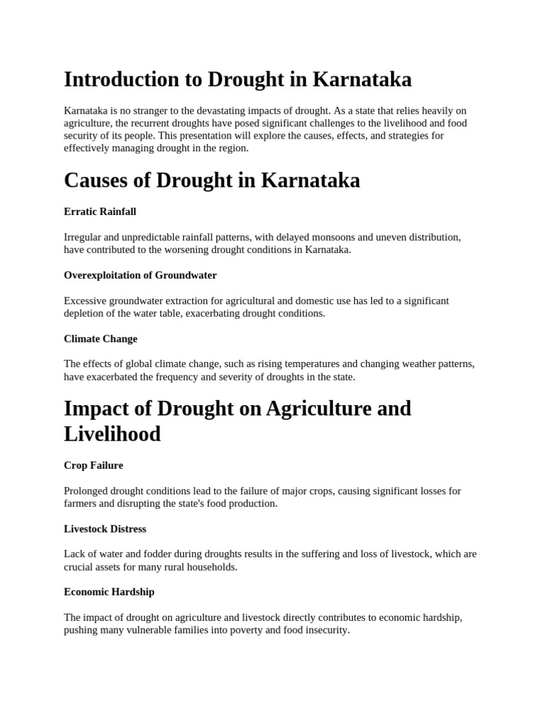 Introduction To Drought in Karnataka | PDF | Gaza Strip | Wildfire