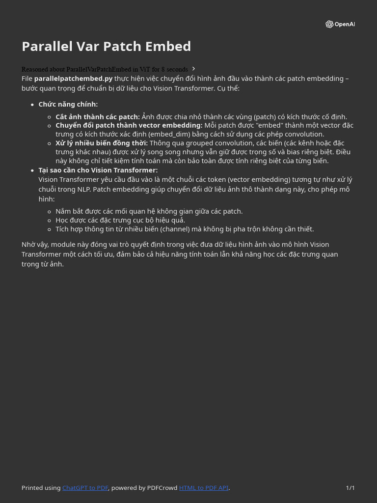 Parallel Var Patch Embed | PDF