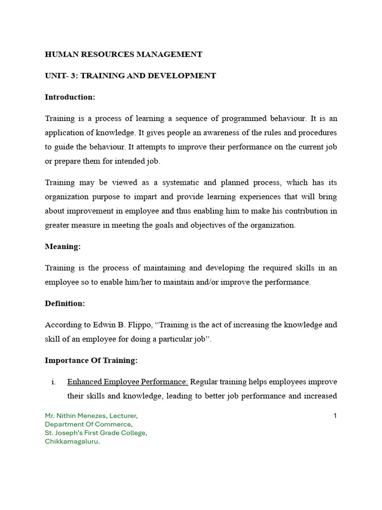 Training and Development in HR Management | PDF | Human Resources ...