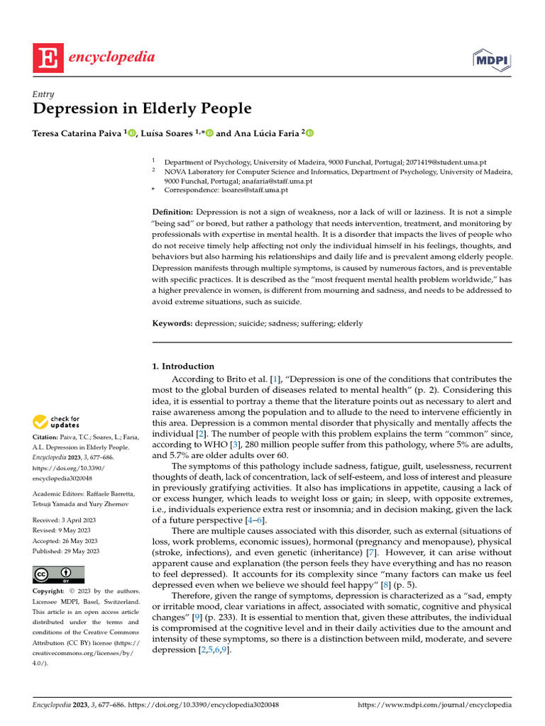 Depression in Elderly People | PDF | Major Depressive Disorder | Mental ...