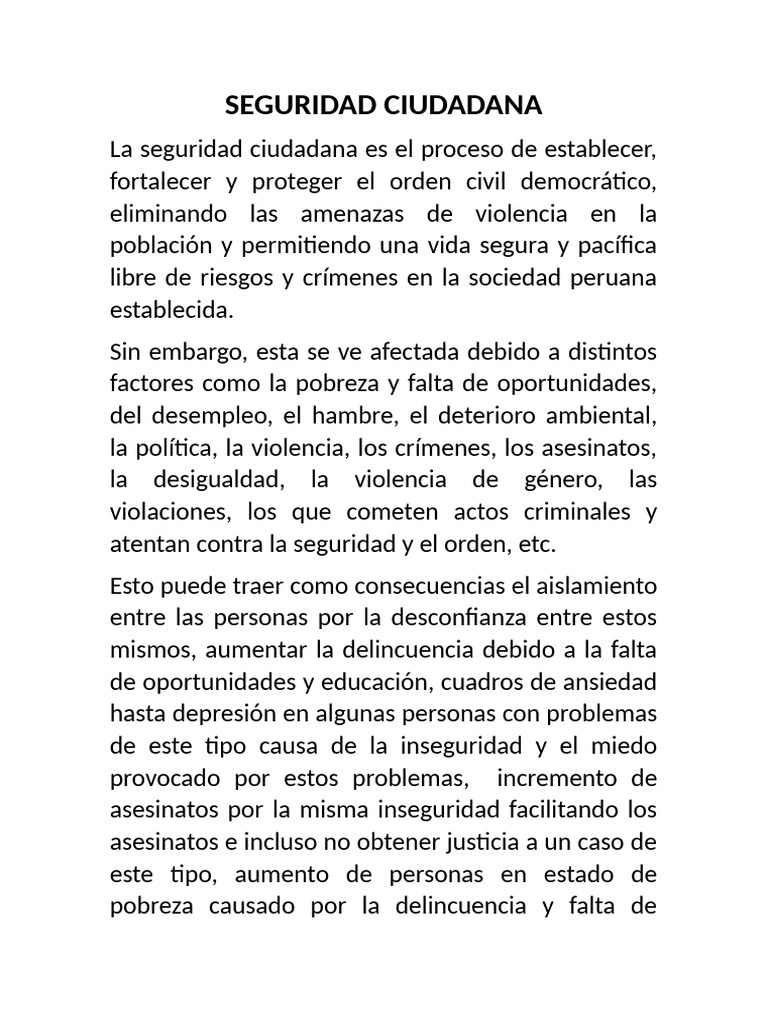 Estrategias para Mejorar la Seguridad Ciudadana | PDF | Violencia | Valores