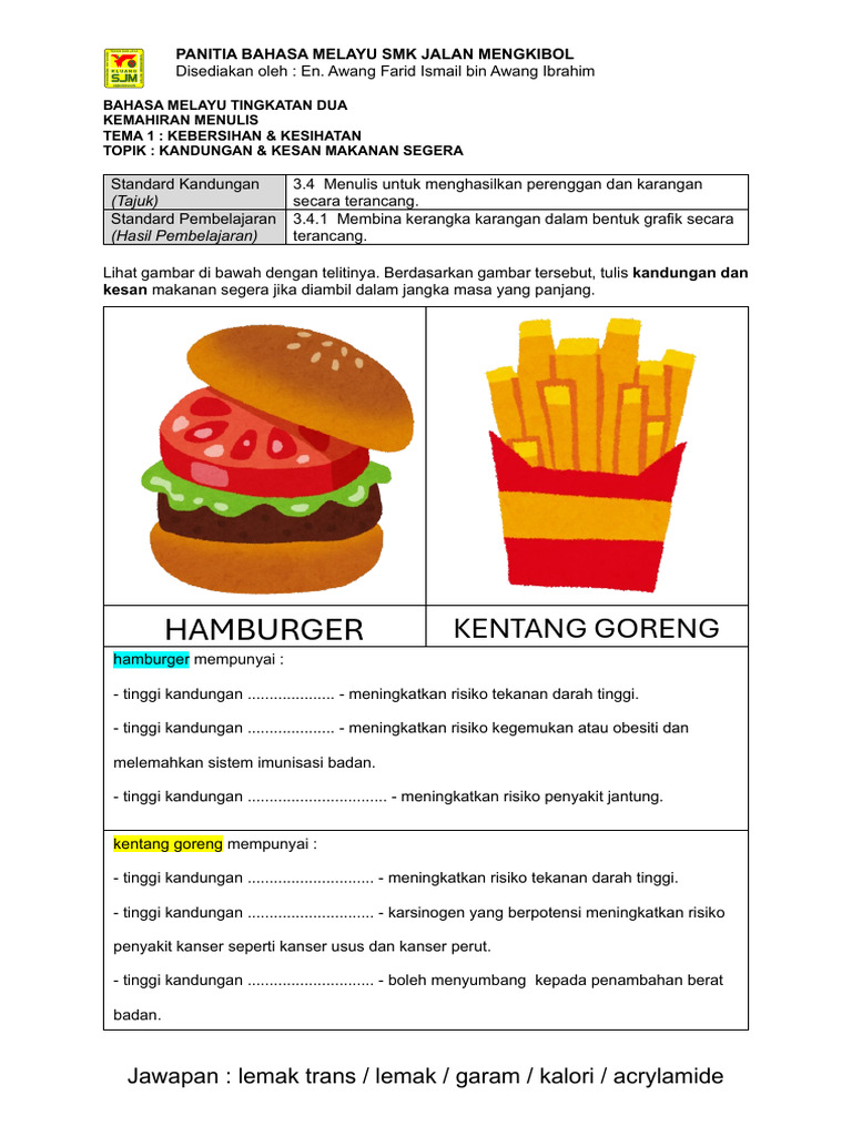 Kandungan & Kesan Makanan Segera | PDF
