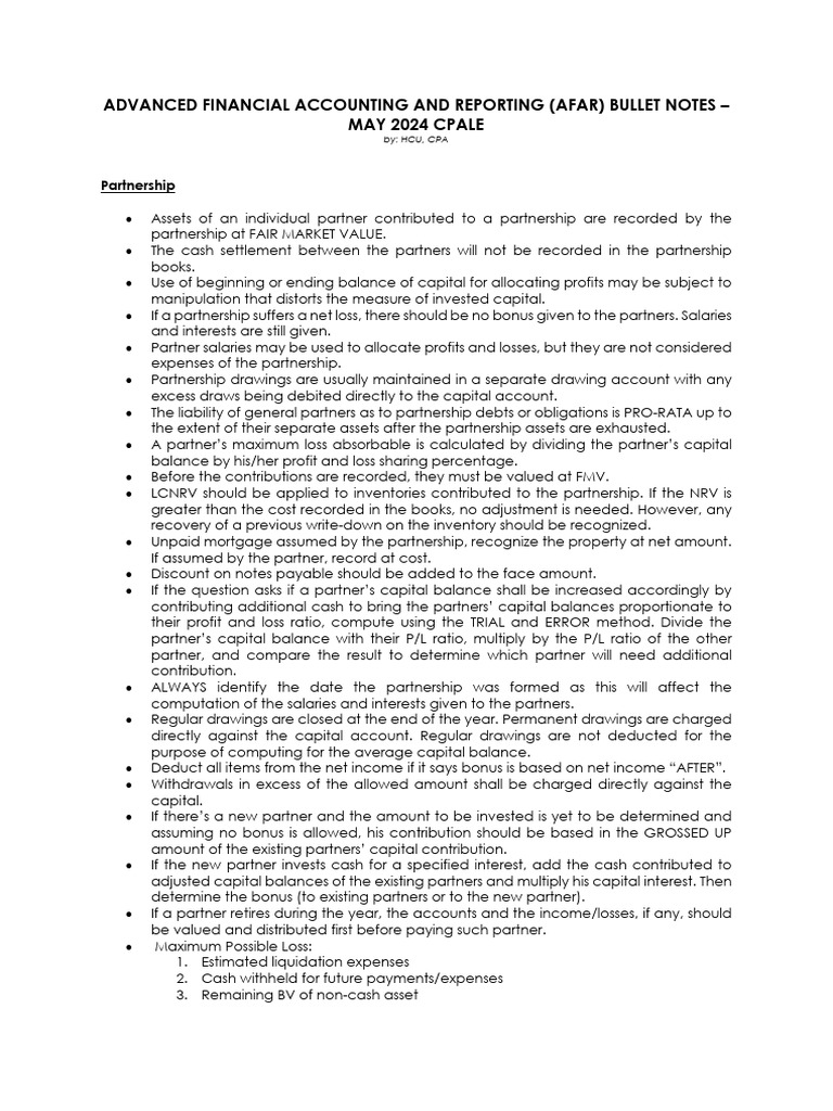 AFAR May 2024 CPALE Bullet Notes | PDF | Derivative (Finance) | Equity ...