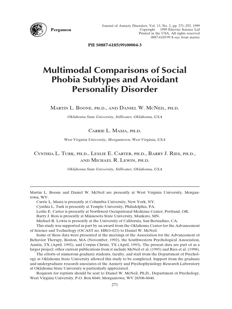1 s2.0 S0887618599000043 Main | PDF | Social Anxiety Disorder | Mental ...
