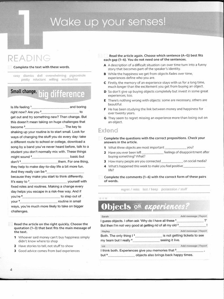 Gold Experience B2 Workbook Unidad 1 Pdf