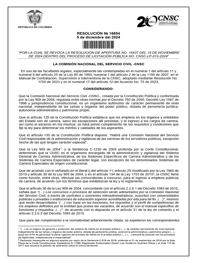 Resolucion 16854 de 2024 | PDF | Caso de ley | Gobierno