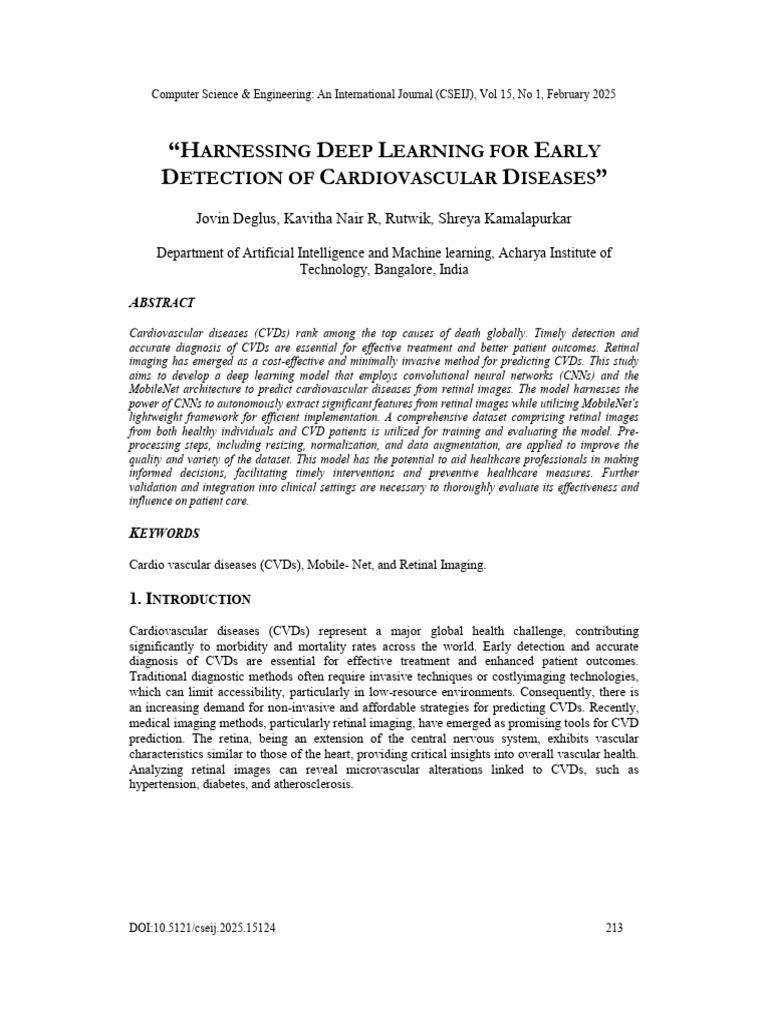 Deep Learning for Cardiovascular Detection | PDF | Retina | Deep Learning