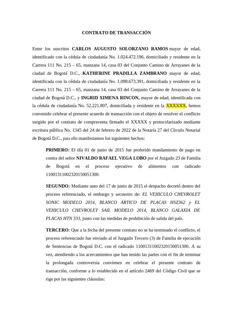 Contrato de Transacción | PDF | Ley común