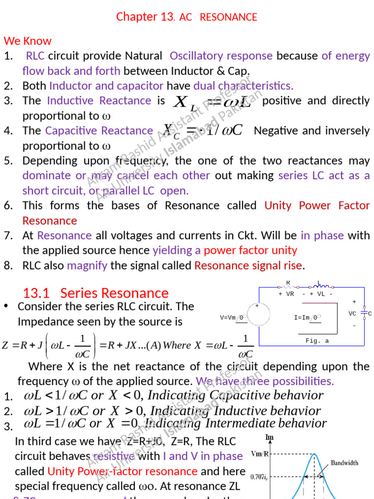 AC Resonance in RLC Circuits Explained | PDF | Electronics | Electrical ...