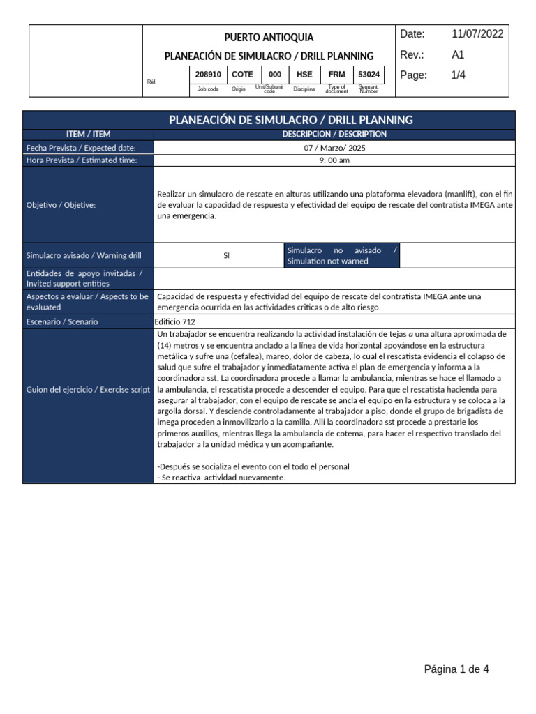 Simulacro de Rescate IMEGA 2025 | PDF | Ambulancia | Servicios públicos