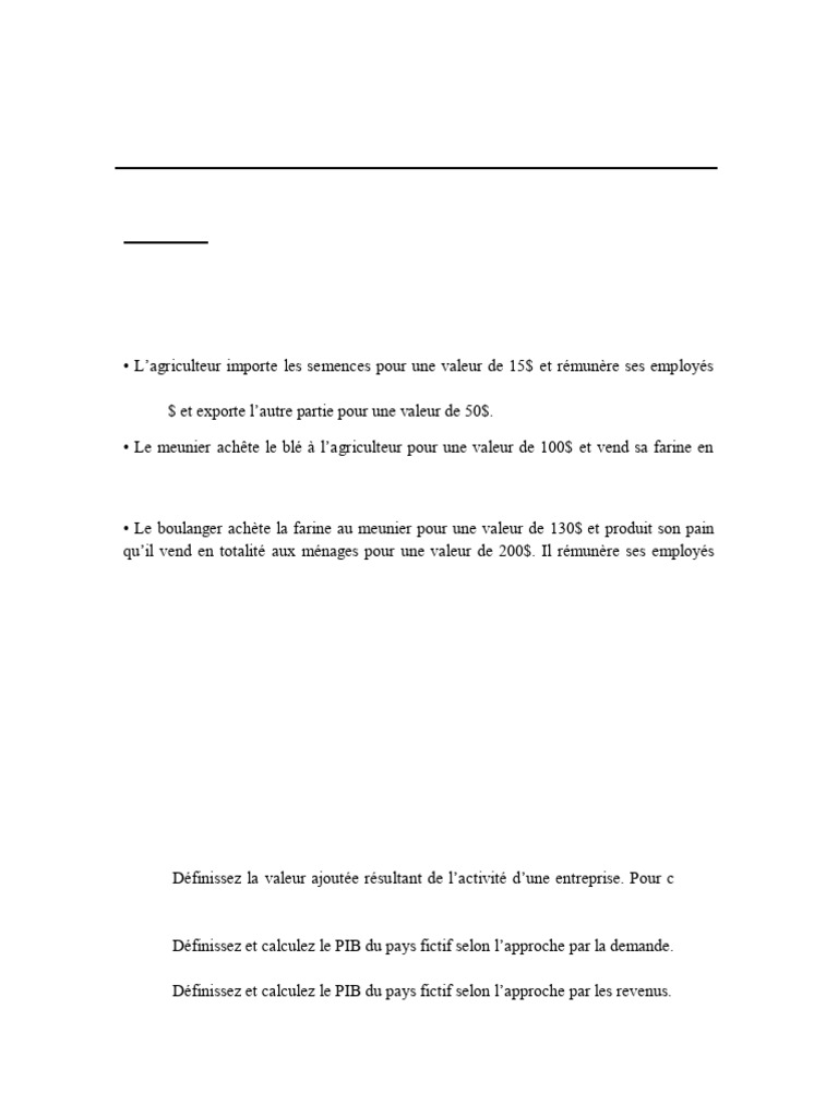 Calcul du PIB : Exemples et Méthodes | PDF | Produit intérieur brut ...