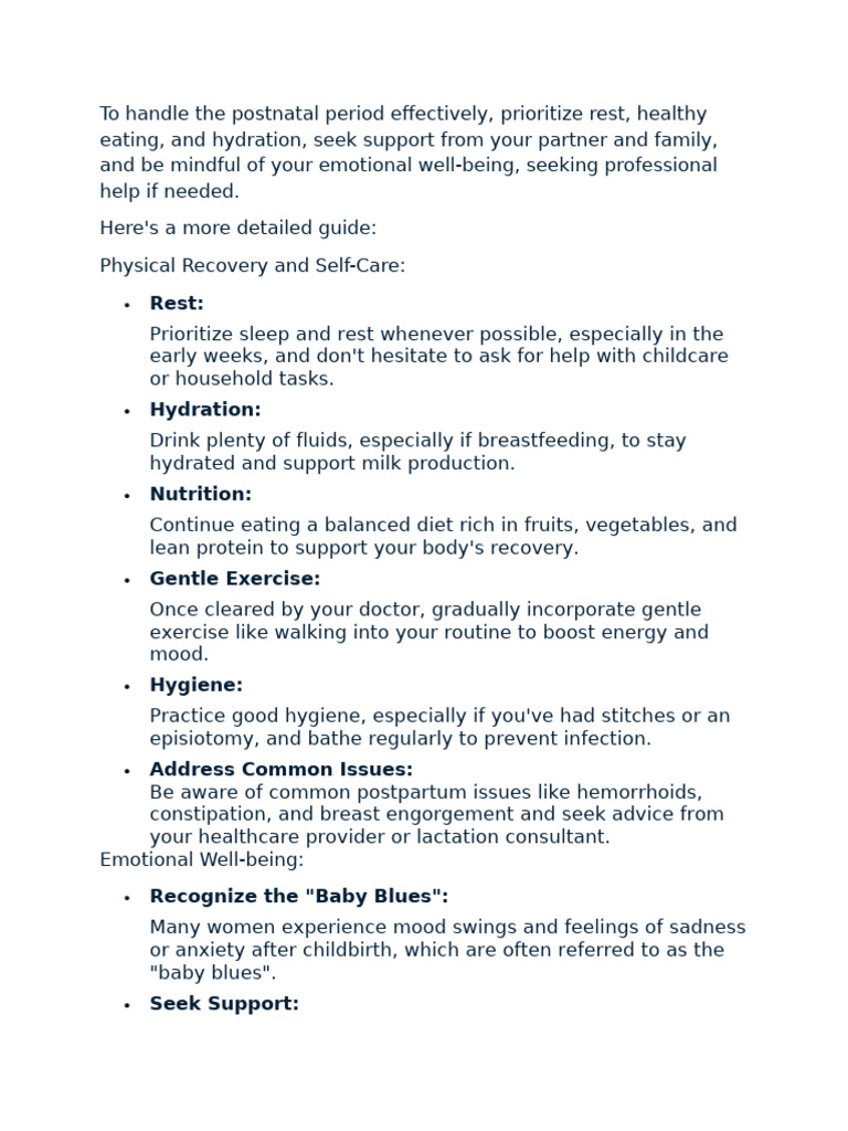Essential Postnatal Care Tips | PDF | Postpartum Period | Human ...