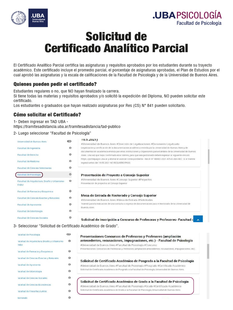 Solicitud de Certificado Analítico UBA | PDF