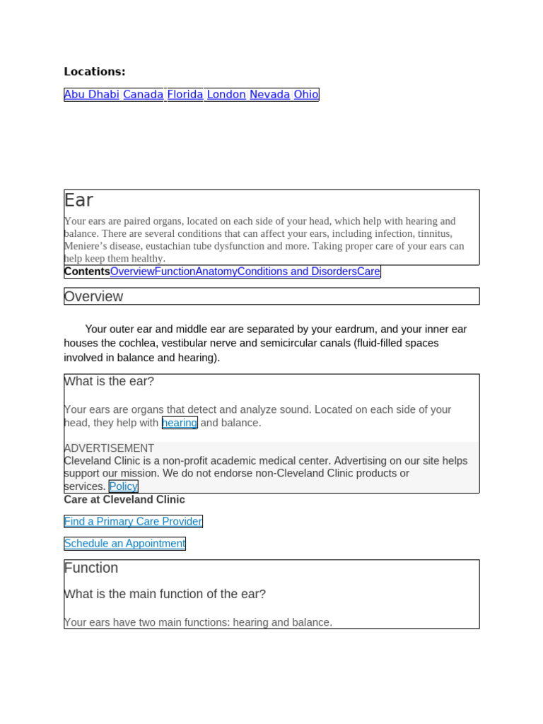 Understanding Ear Anatomy and Disorders | PDF | Ear | Hearing