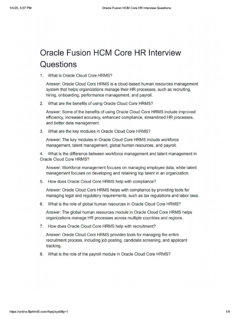 Core HR - Interview Questions | PDF