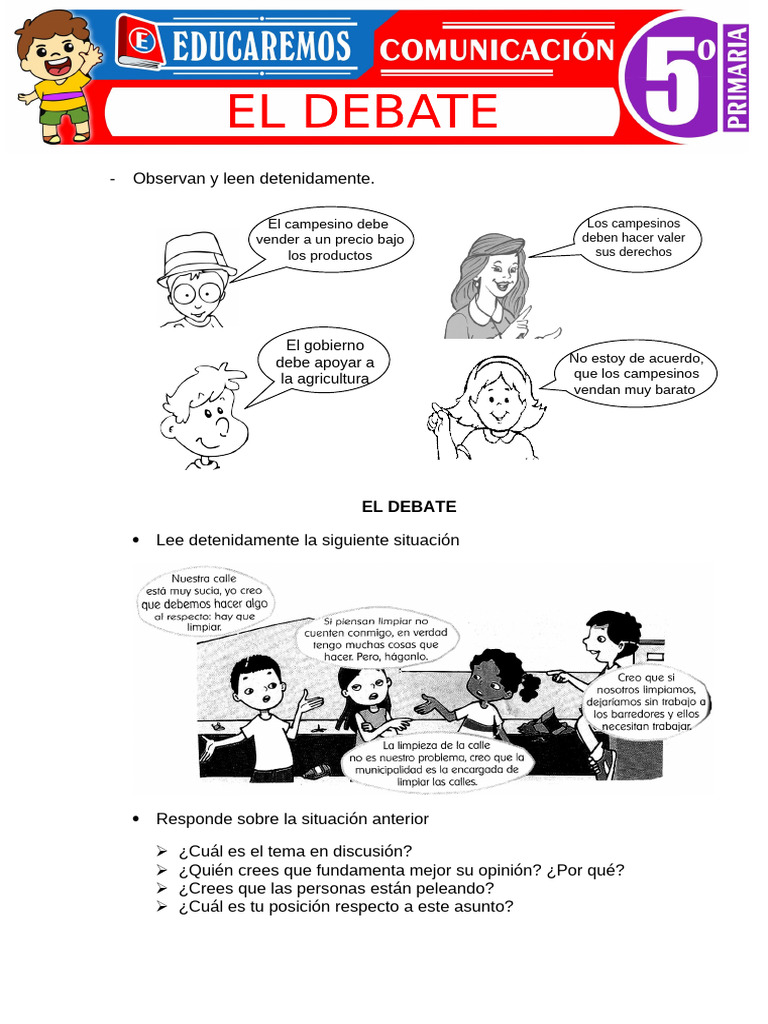 Debate Escolar para Quinto Grado | PDF