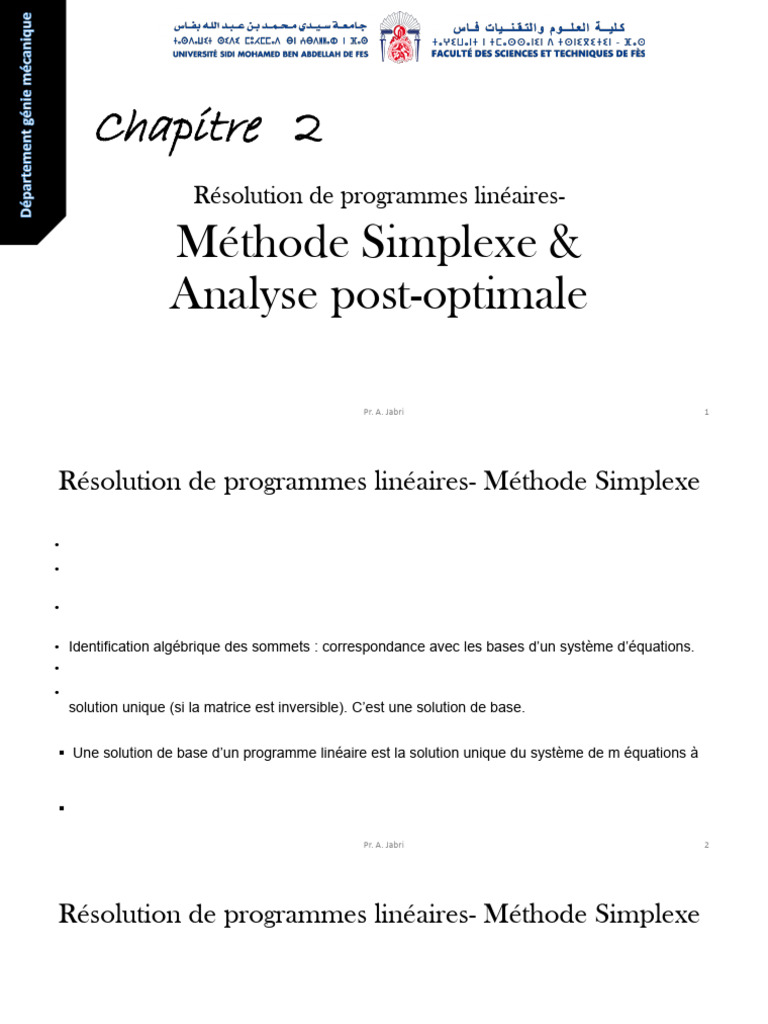 Méthode Simplexe en Programmation Linéaire | PDF | Mathématiques ...