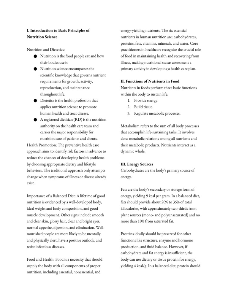 Introduction to Nutrition Science Basics | PDF | Fat | Carbohydrates