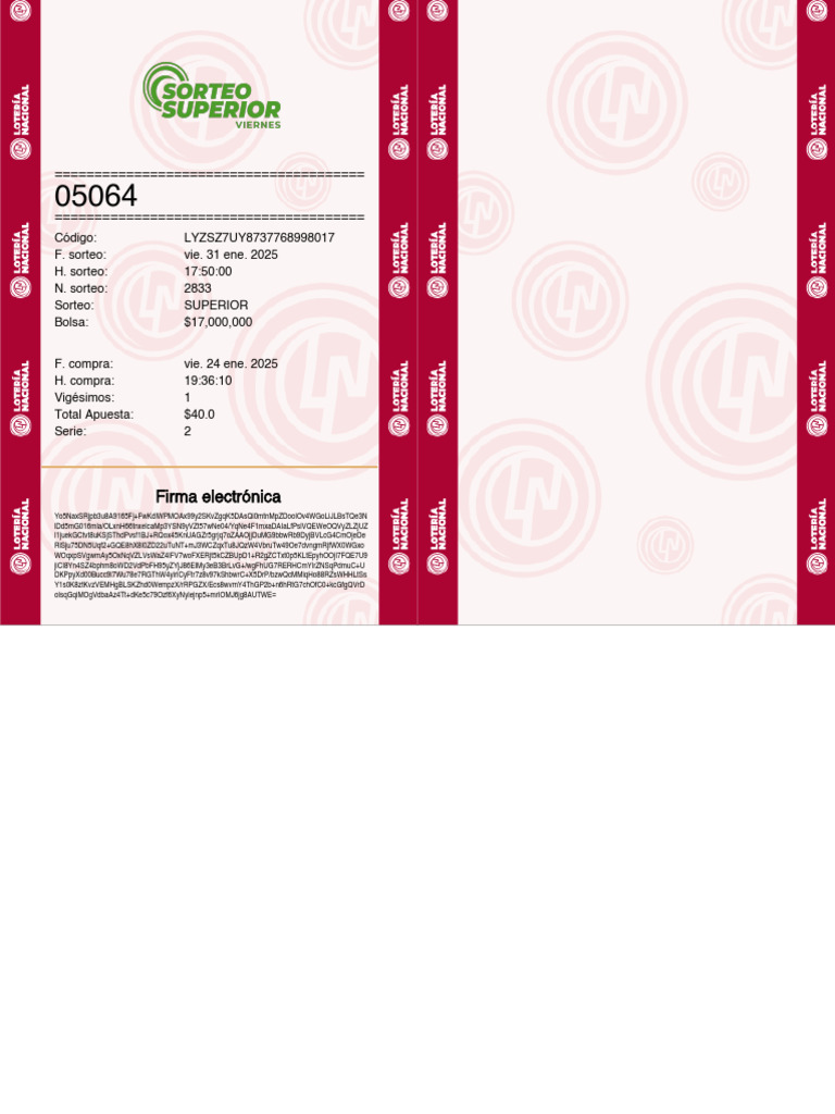 Lotería Superior: Sorteo 2833 Detalles | PDF