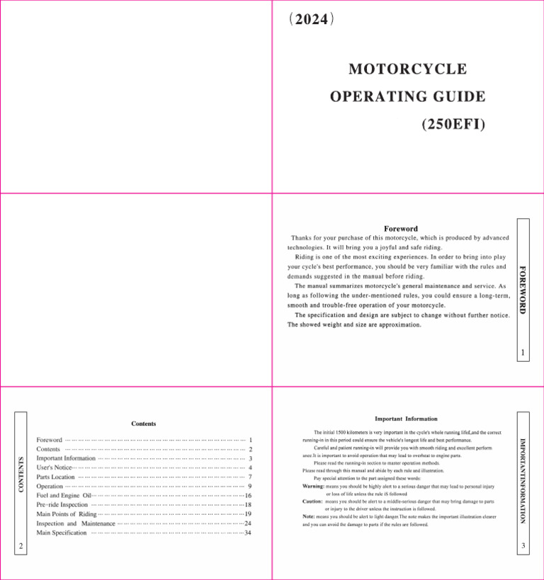 250cc Motorcycle Manual | PDF