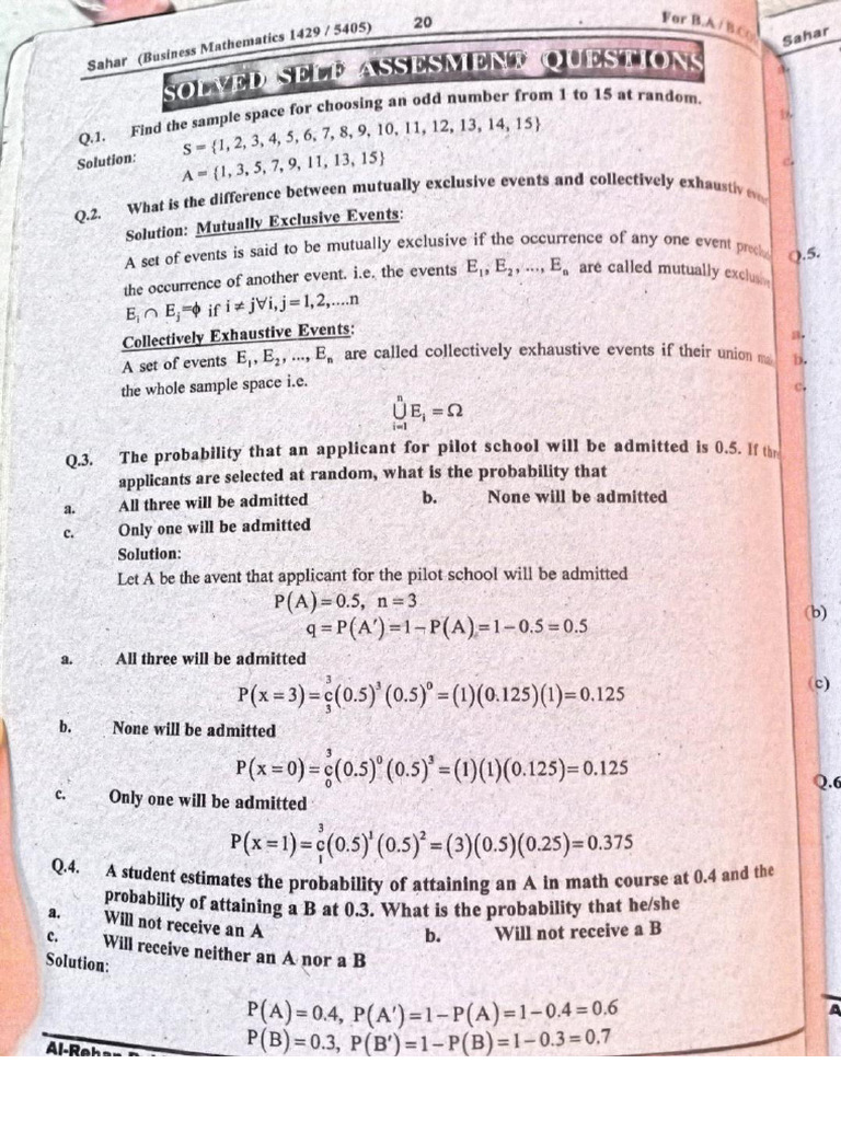 Self Assessment Chapter #1 | PDF
