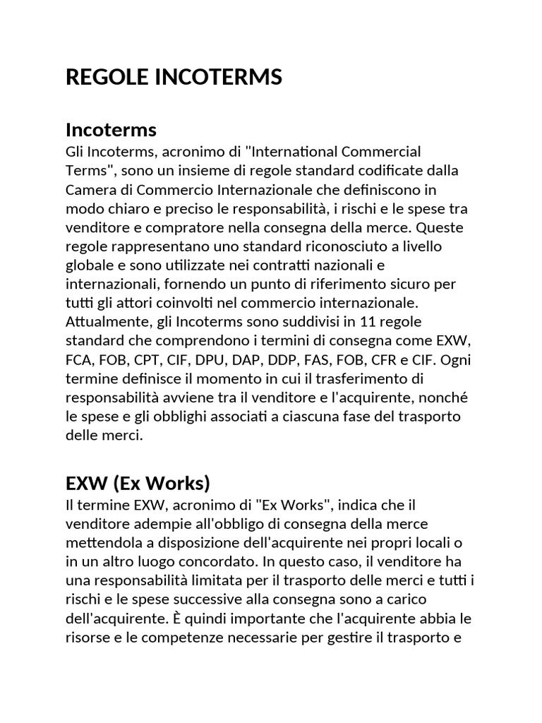 REGOLE INCOTERMS | PDF