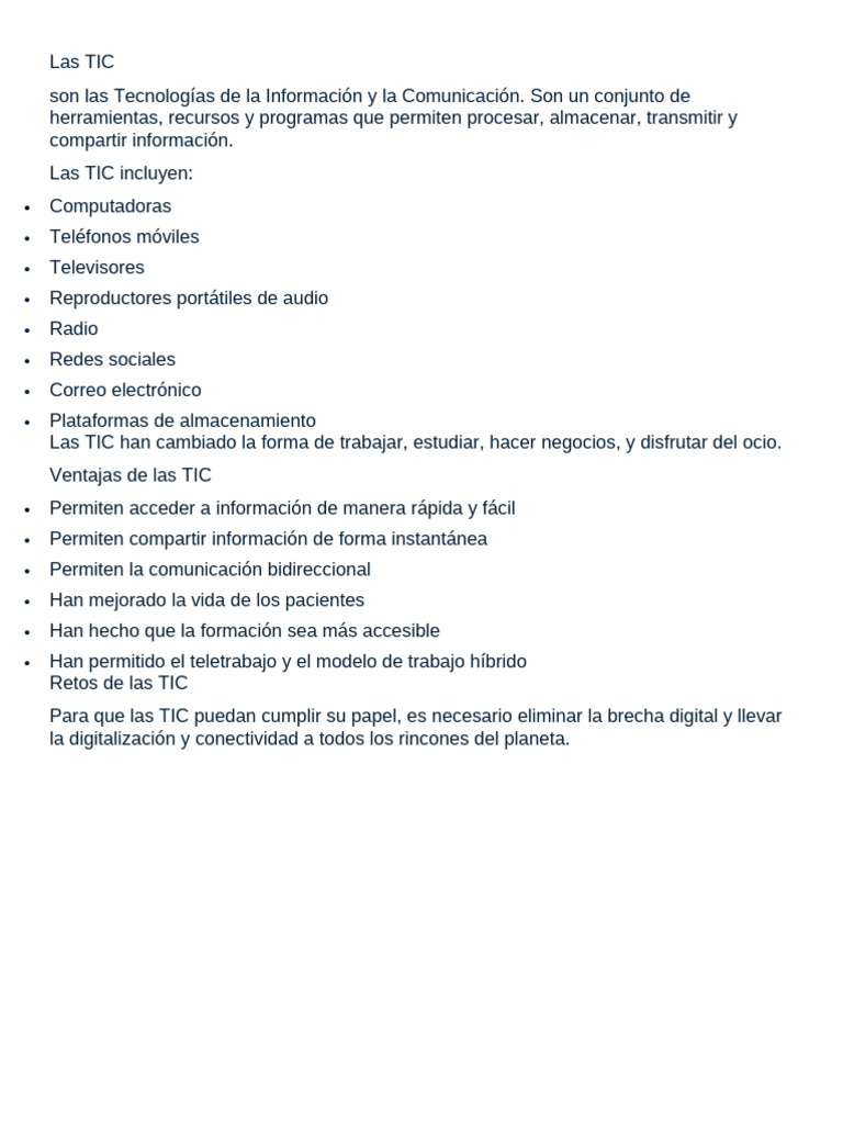 Importancia y características de las TIC | PDF | Tecnología de ...