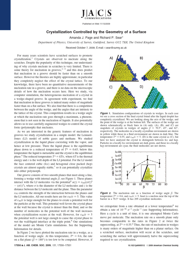 Crystallization Controlled by The Geometry of A Surface | PDF ...