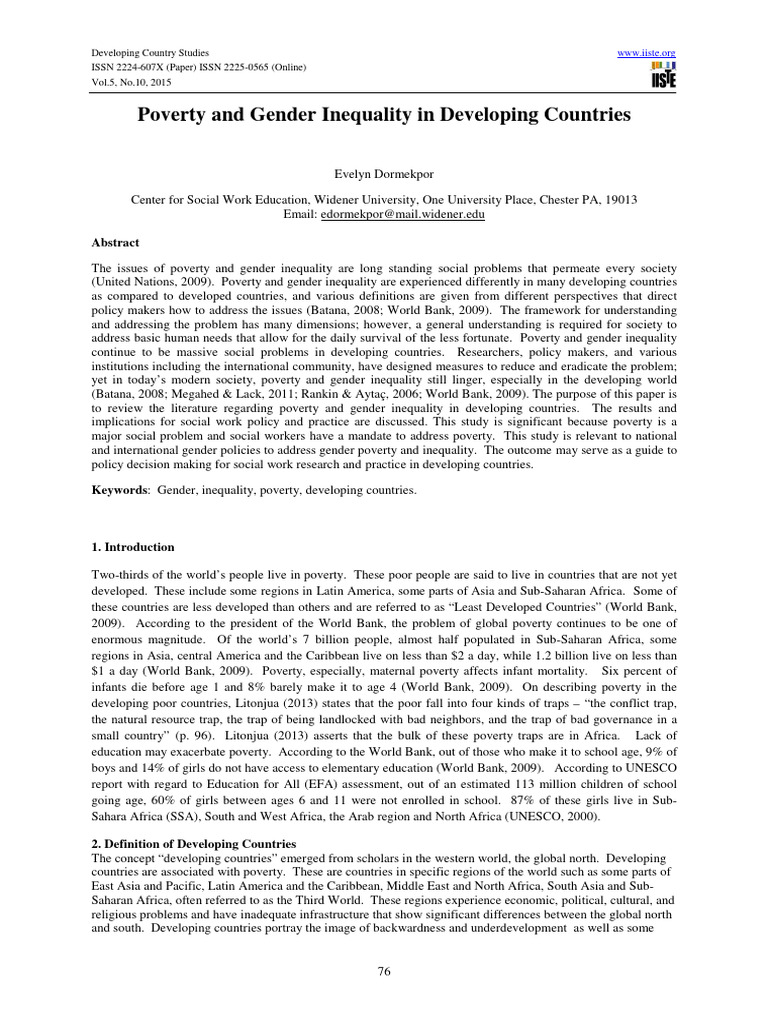 Week 2 - Poverty and Gender Inequality in Developing Countries | PDF ...