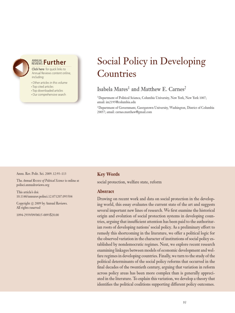 Week 1 - Social Policy in Developing Countries | PDF | Authoritarianism ...